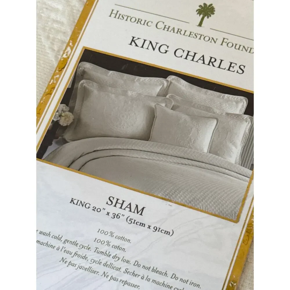 Historic Charleston Foundation King Charles Ivory Sham Set (2) King 100% Cotton